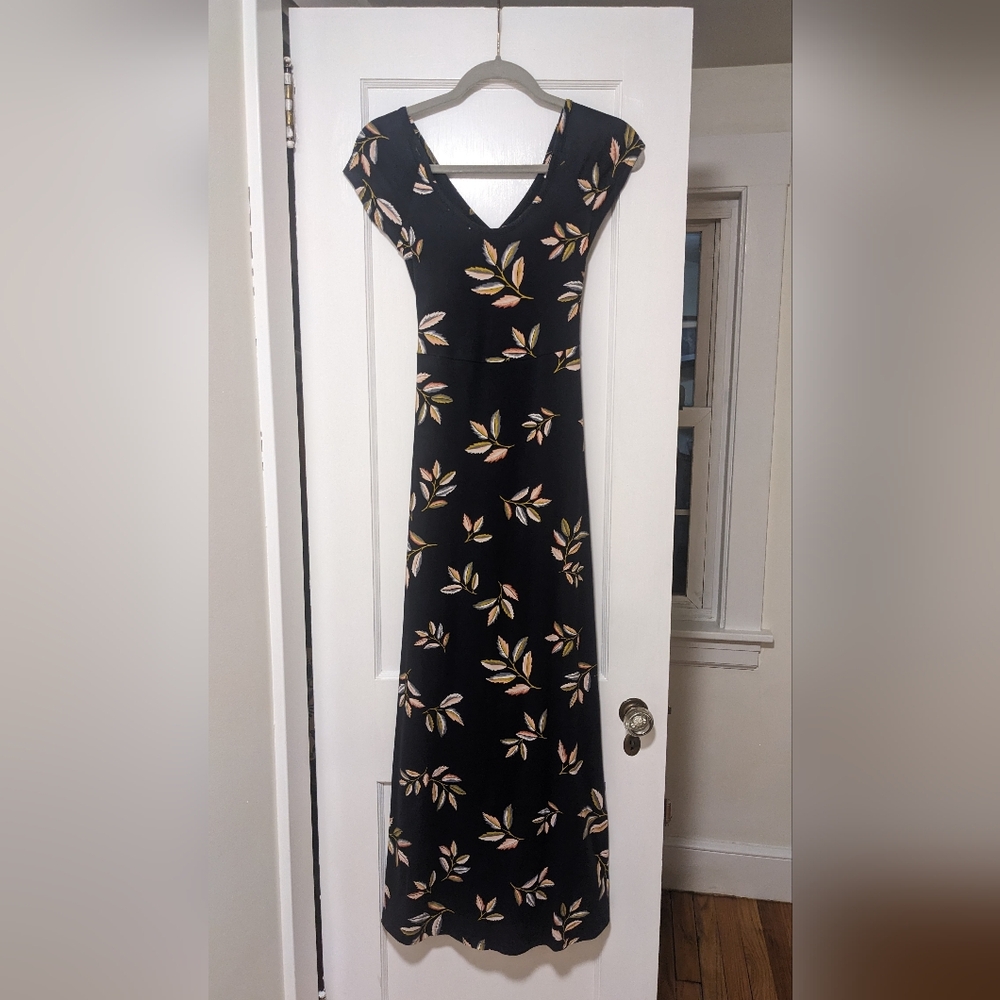 Elegant Black / Navy Floral Women's Dress
